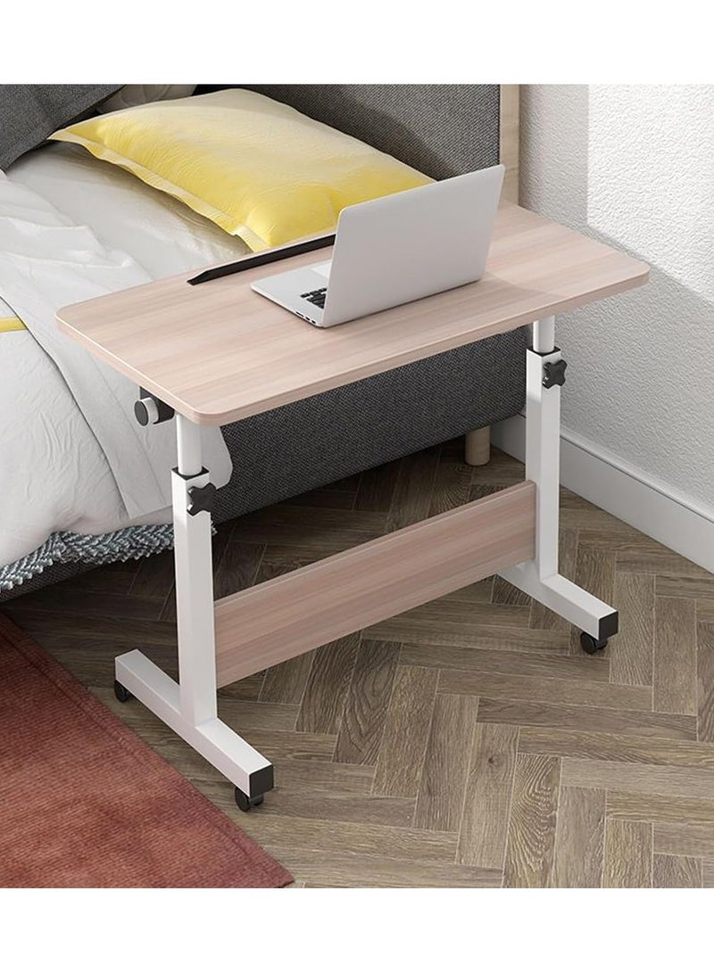 DubaiGallery Mobile Bedside Laptop Desk, Lifted Height Adjustable Home Office Computer Desk with 4 Wheels. Foldable Multifunctional Side Table for Sofa, Bedroom, Living Room, Office, Hospital Bed 60x40cm  - Image 1
