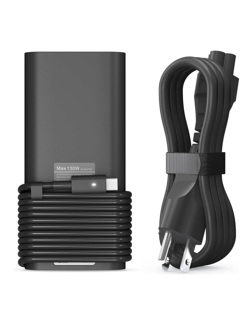 130W USB C Laptop Charger for Dell XPS 15 16 17 9575 2-in-1 9500 9530 9700 9730 Precision 3490 5490 5550 5750 5770 3560 Latitude 7410 7310 7210 9410 Type C AC Adapter 5420 5520 5510, Black  - Image 1