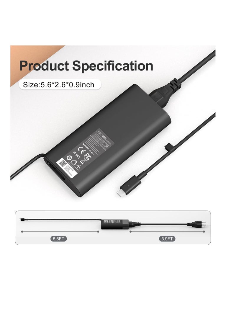 130W USB C Laptop Charger for Dell XPS 15 16 17 9575 2-in-1 9500 9530 9700 9730 Precision 3490 5490 5550 5750 5770 3560 Latitude 7410 7310 7210 9410 Type C AC Adapter 5420 5520 5510, Black  - Image 3