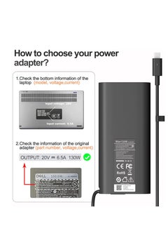 Generic 130W USB C Laptop Charger for Dell XPS 15 16 17 9575 2-in-1 9500 9530 9700 9730 Precision 3490 5490 5550 5750 5770 3560 Latitude 7410 7310 7210 9410 Type C AC Adapter 5420 5520 5510, Black  - Image 5