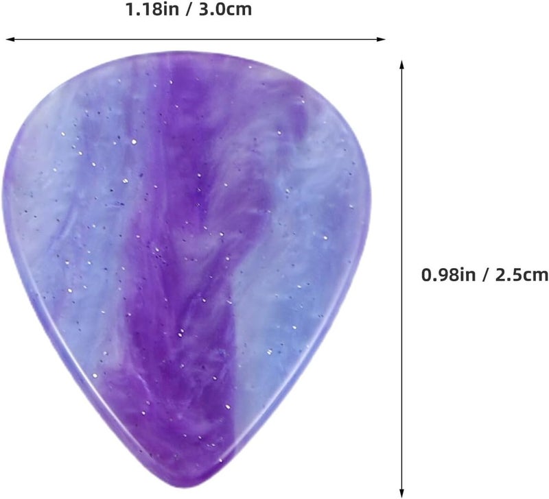 6pcs Resin Guitar Picks Set with Thin Bass and Electric Plectrums, Iridescent White, Gem Green, Violet, Warm Orange, White Sakura, and Magnolia Colors, Suitable for Practice - Image 2