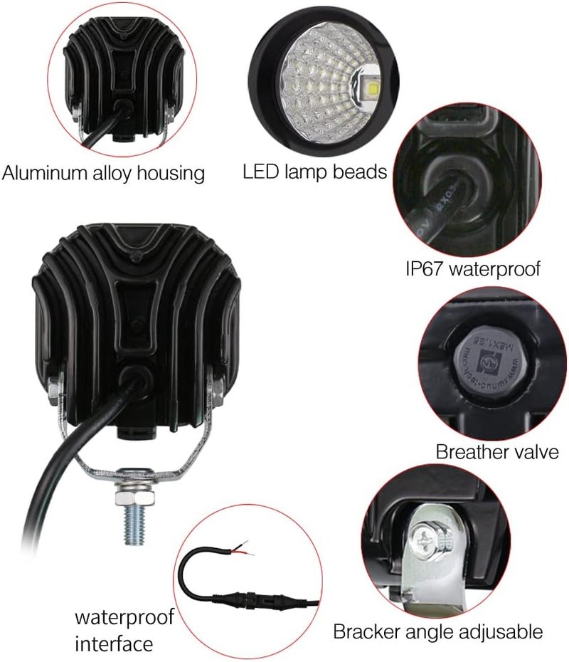 STDYSUN LED Offroad Driving Lights - 2PCS 3Inch 40W Waterproof Fog Pod Lights - Image 3