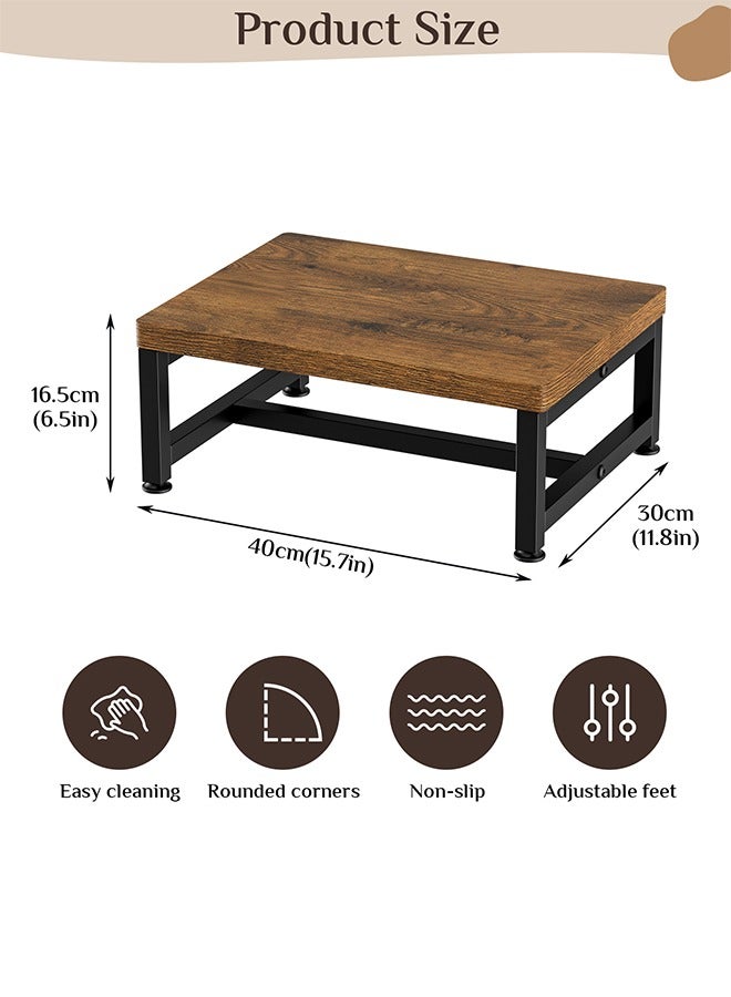 Solerconm Wooden Step Stools for Adults Kids, 1 Step Stool, Heavy Duty Wood Bedside Stepping Stool for Kichen/Bathroom/Bedside Step Stool (Brown) - Image 2