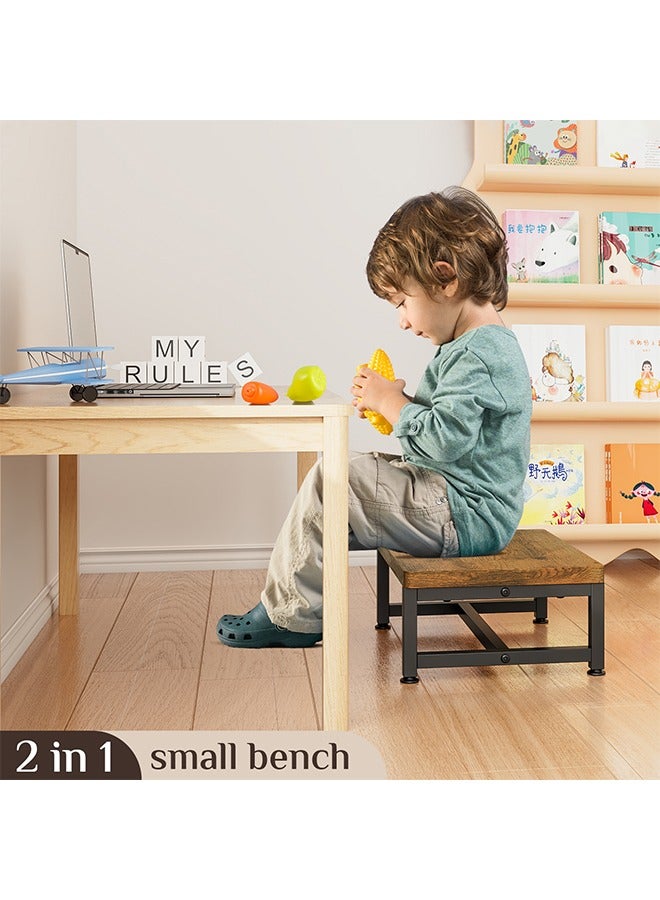 Solerconm Wooden Step Stools for Adults Kids, 1 Step Stool, Heavy Duty Wood Bedside Stepping Stool for Kichen/Bathroom/Bedside Step Stool (Brown) - Image 4