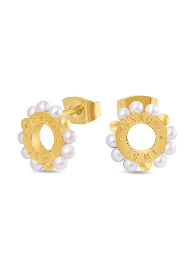 شيروتي 1881 Maddalena Gold Plated Stainless Steel Stud Earrings for Women 8mm