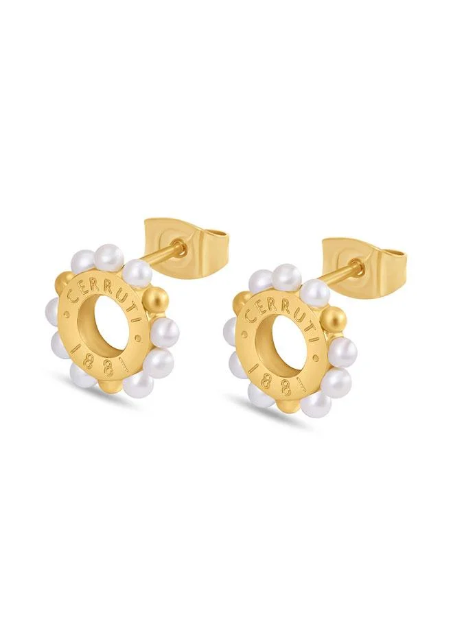 شيروتي 1881 Maddalena Gold Plated Stainless Steel Stud Earrings for Women 8mm