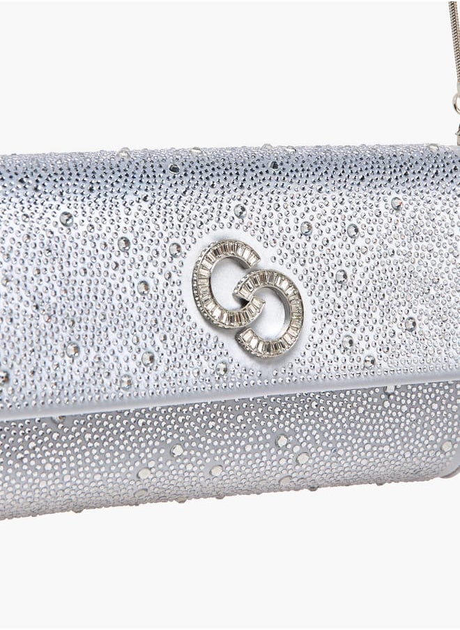 Celeste Women Embellished Crossbody Bag with Chain Strap and Magnetic Button Closure  - Image 4