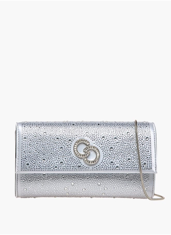 Celeste Women Embellished Crossbody Bag with Chain Strap and Magnetic Button Closure  - Image 1