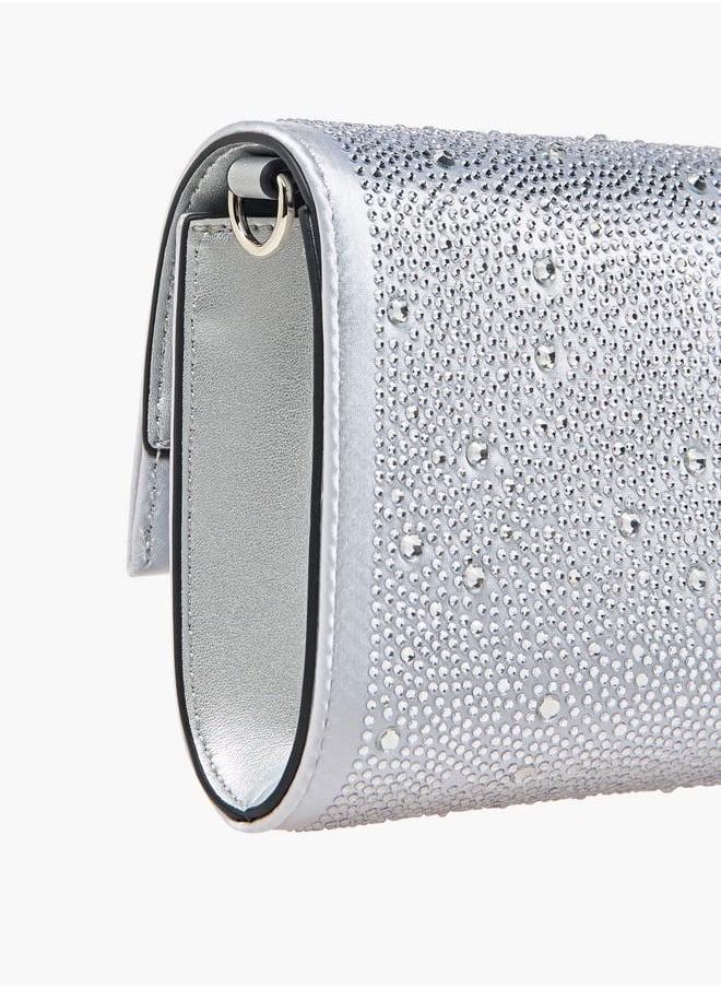 Celeste Women Embellished Crossbody Bag with Chain Strap and Magnetic Button Closure  - Image 5