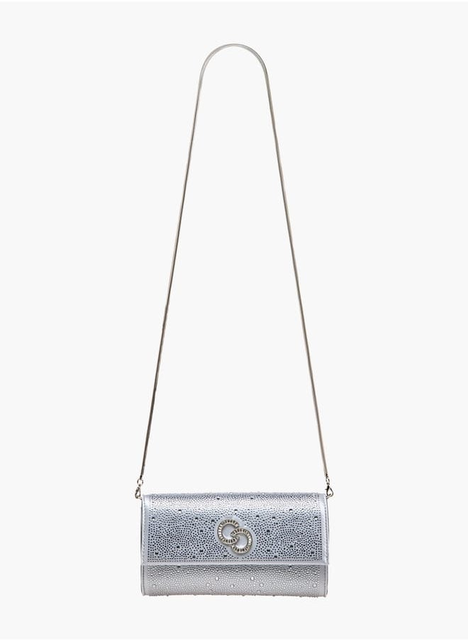Celeste Women Embellished Crossbody Bag with Chain Strap and Magnetic Button Closure  - Image 2