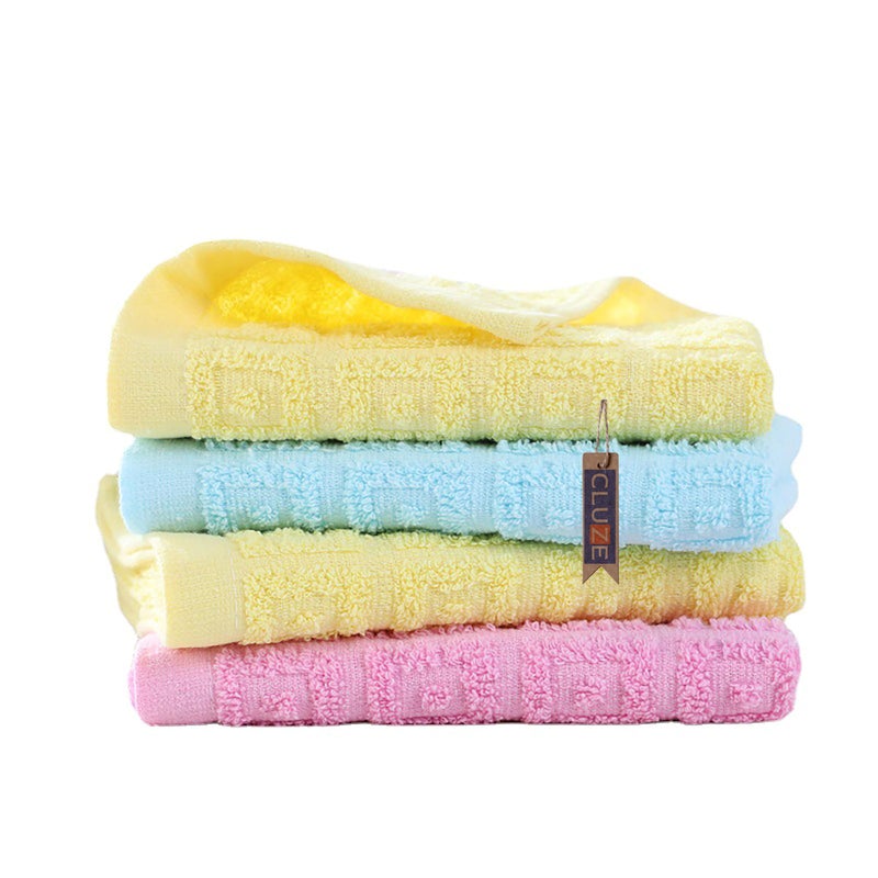 CLUZE Cotton Small Size Face Towel 450 GSM Super Soft Absorbent Handkerchief for Women Baby Kids (25x25 cm) (Pink,Sky,Yellow) (Pack of 6) - Image 2