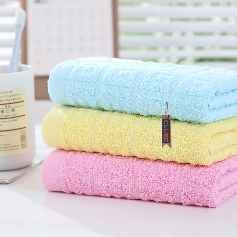 CLUZE Cotton Small Size Face Towel 450 GSM Super Soft Absorbent Handkerchief for Women Baby Kids (25x25 cm) (Pink,Sky,Yellow) (Pack of 6) - Image 5
