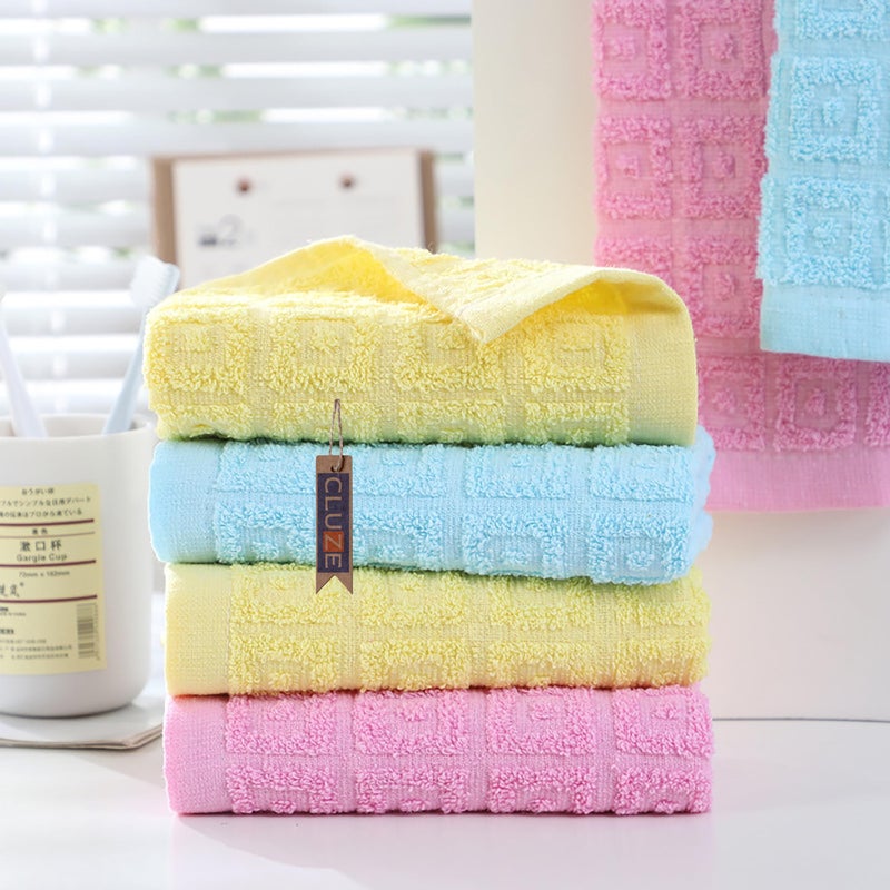 CLUZE Cotton Small Size Face Towel 450 GSM Super Soft Absorbent Handkerchief for Women Baby Kids (25x25 cm) (Pink,Sky,Yellow) (Pack of 6) - Image 3