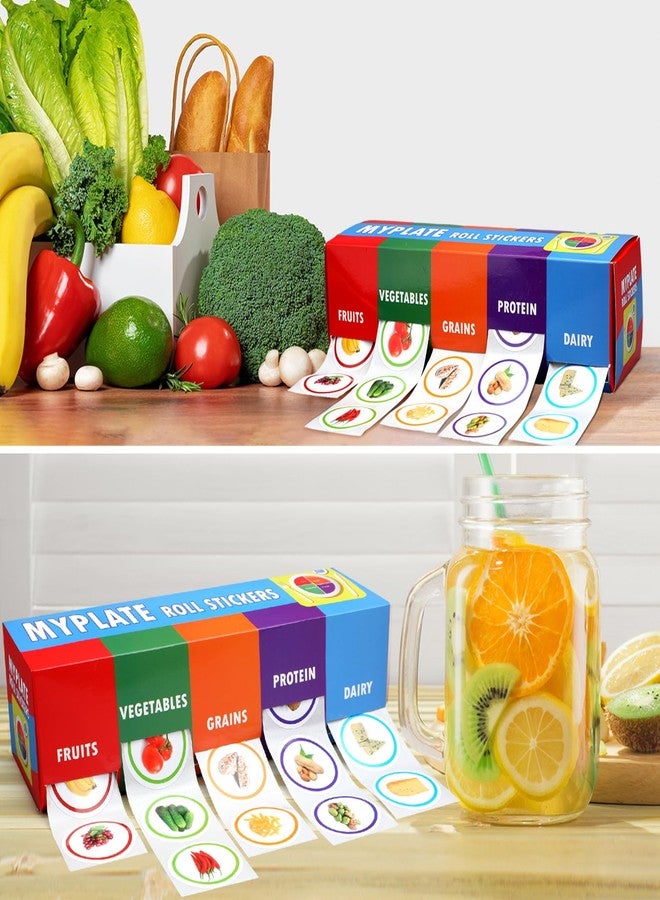 Frienda My Plate Food Box and Nutrition Roll Stickers Set with 5 Rolls of 200 for Each Food Group Teaching and Learning Supplies Nutrition Stickers Incentives and Rewards for Health Fairs - Image 4