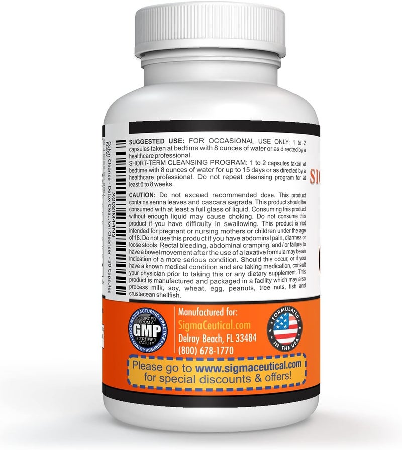 SIGMACEUTICAL تنظيف القولون لمدة 1 يوم  تنظيف ديتوكس  تنظيف الأمعاء  ملين  ديتوكس الأمعاء  منظف القولون  ديتوكس  30 كبسولة - Image 4