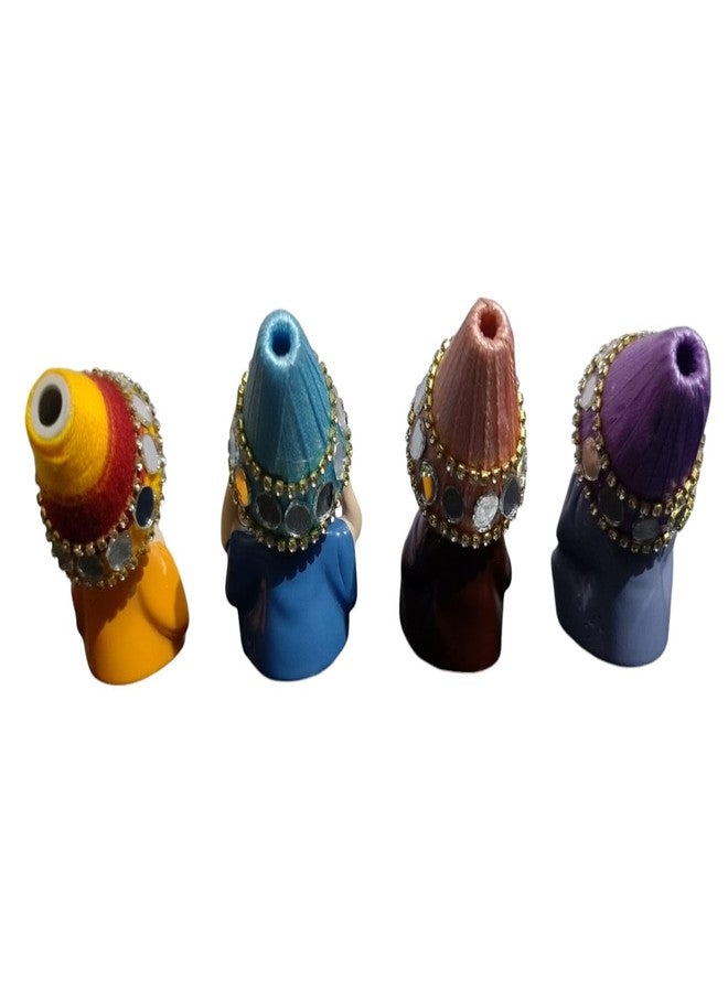 ARINJAY Set of 4 Resin Buddha Monk Statue with Hat| Think No Evil Speak No Evil Hear No Evil See No Evil| Buddha Statues for Home Decor Living Room Office Car Dashboard Showpiece Gift for Birthday - Image 5