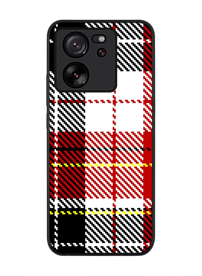 Stylizedd Rugged Black Edge case for Xiaomi 13T / Xiaomi 13T Pro, Slim fit Soft Case Flexible Rubber Edges Anti Drop TPU Gel Thin Cover - English Flannel - Image 1