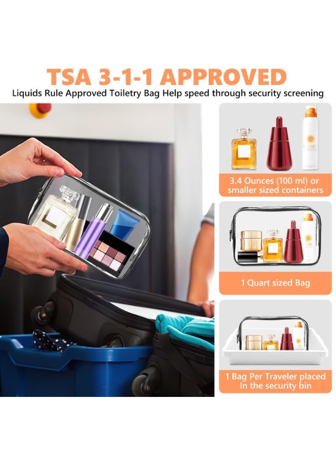 3 Pack Clear Toiletry Bag,Portable Travel Makeup Bags with Zipper, TSA Approved Clear Organizer Bags, PVC Cosmetic Pouch for Airport Airline Compliant - Image 3