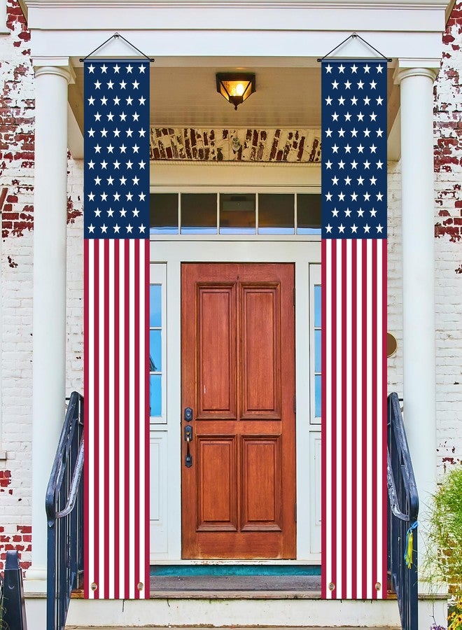 OHOME زينة يوم المحاربين القدامى من OHOME - لافتة علم أمريكي للشرفة لتزيين المنزل في الرابع من يوليو - زينة وطنية للمنزل والخارج | إكسسوارات وهدايا حفلات ولافتات وديكورات للحديقة بمناسبة الرابع من يوليو - Image 1