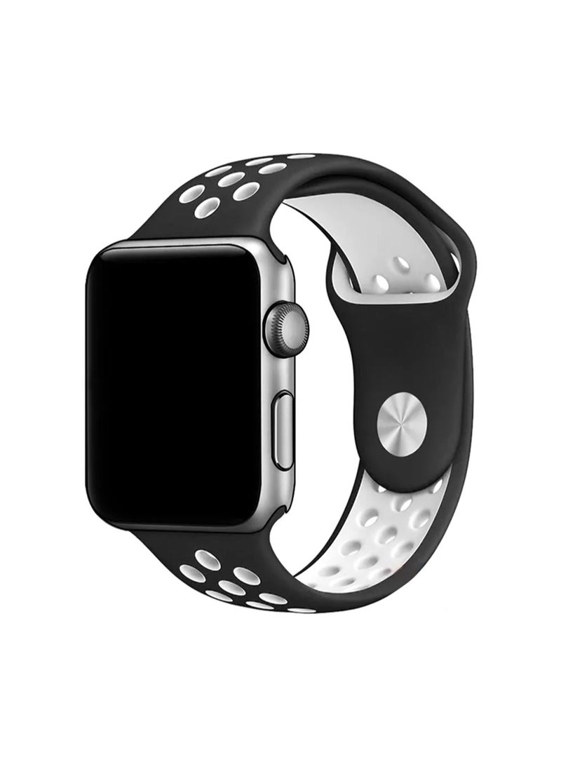 HEXABEX - Apple Watch Strap Compatible with 42mm(Series 10)/41mm/40mm/38mm Nike Apple Watch band for Apple Watch All Series Black/White - Image 1