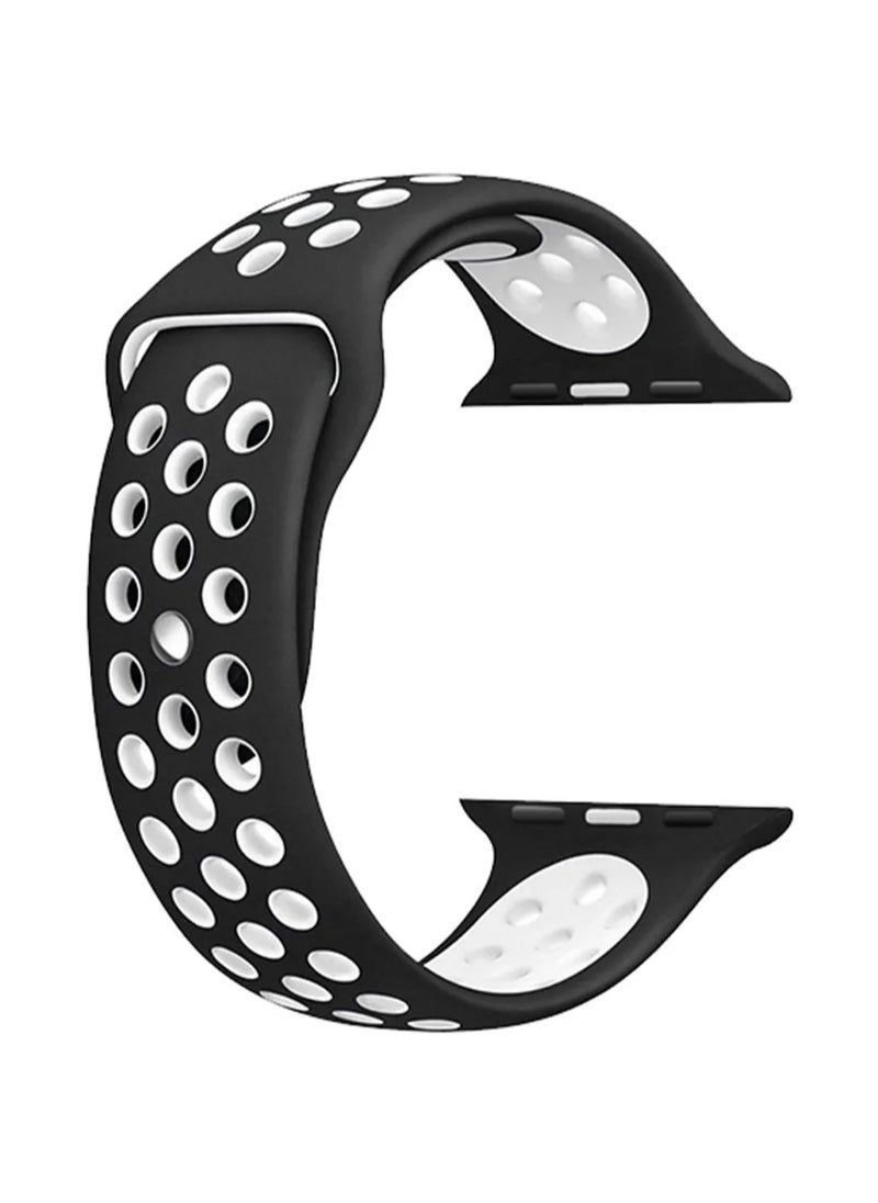 HEXABEX - Apple Watch Strap Compatible with 42mm(Series 10)/41mm/40mm/38mm Nike Apple Watch band for Apple Watch All Series Black/White - Image 1