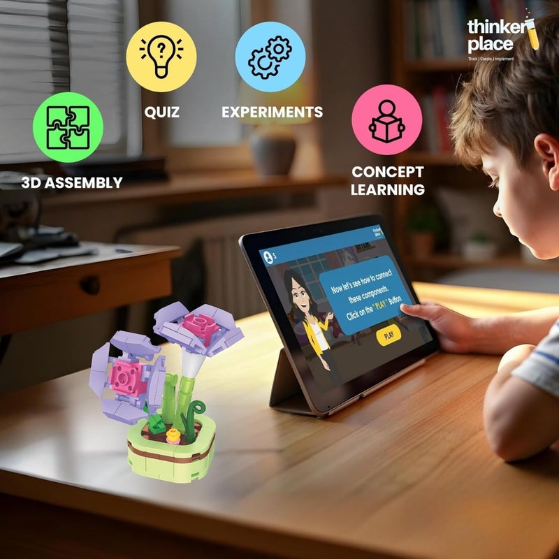 ThinkerPlace 8-in-1 Flowers Galsang Flower (86 Pieces) | Learn About Plant Kingdom | Building Block Set for Kids Age 6+ | STEM Educational Toy | Build, Collect & Create Flower Pen Stand - Image 3