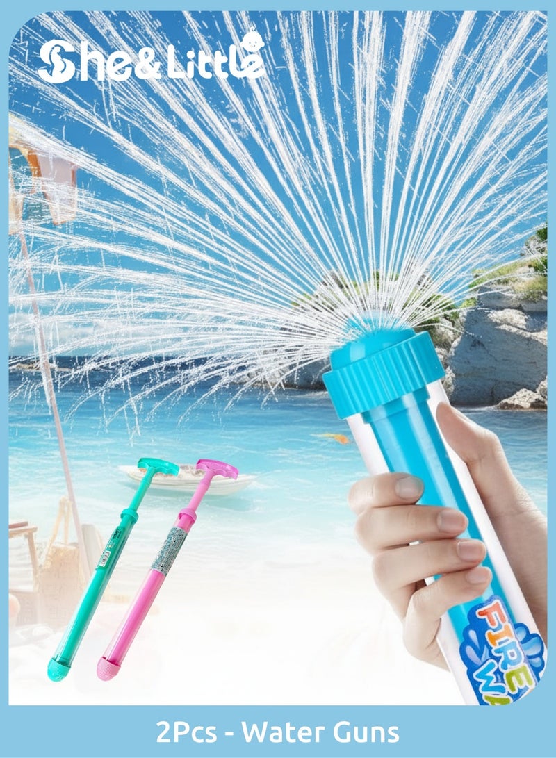 She&Little 2 Pcs Water Guns, Water Blaster, Water Soaker Blaster For Kids & Adults, Long Range Squirt Guns, Reusable Leak-Free Water Toys, Lightweight For Summer Pool, Beach & Outdoor Water Games (Blue & Pink) - Image 1