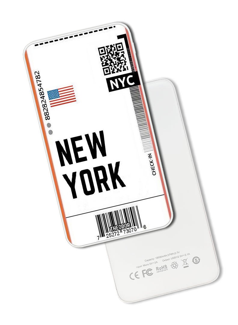 Theodor 10,000 mAh Super Fast Charging Ultra Compact Power Bank with Quick Charge & Power Delivery, Portable Charger For iPhone and Android NYC - Image 1