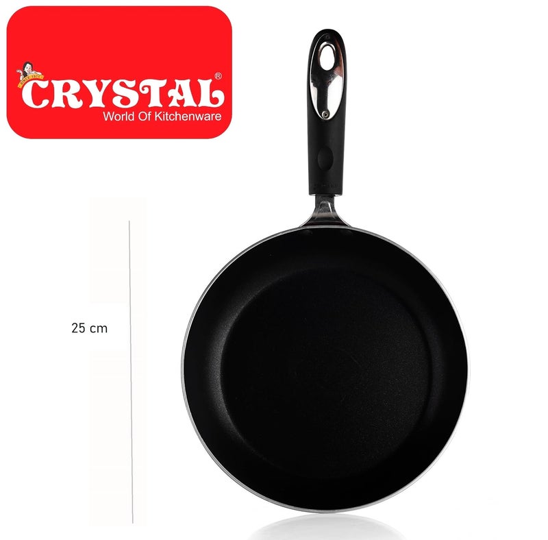 Crystal Platinum Series Non-Stick Fry Pan| 250 mm | 3 mm Thickness | Metal Spoon Friendly | 3 Layer Coating - Image 4