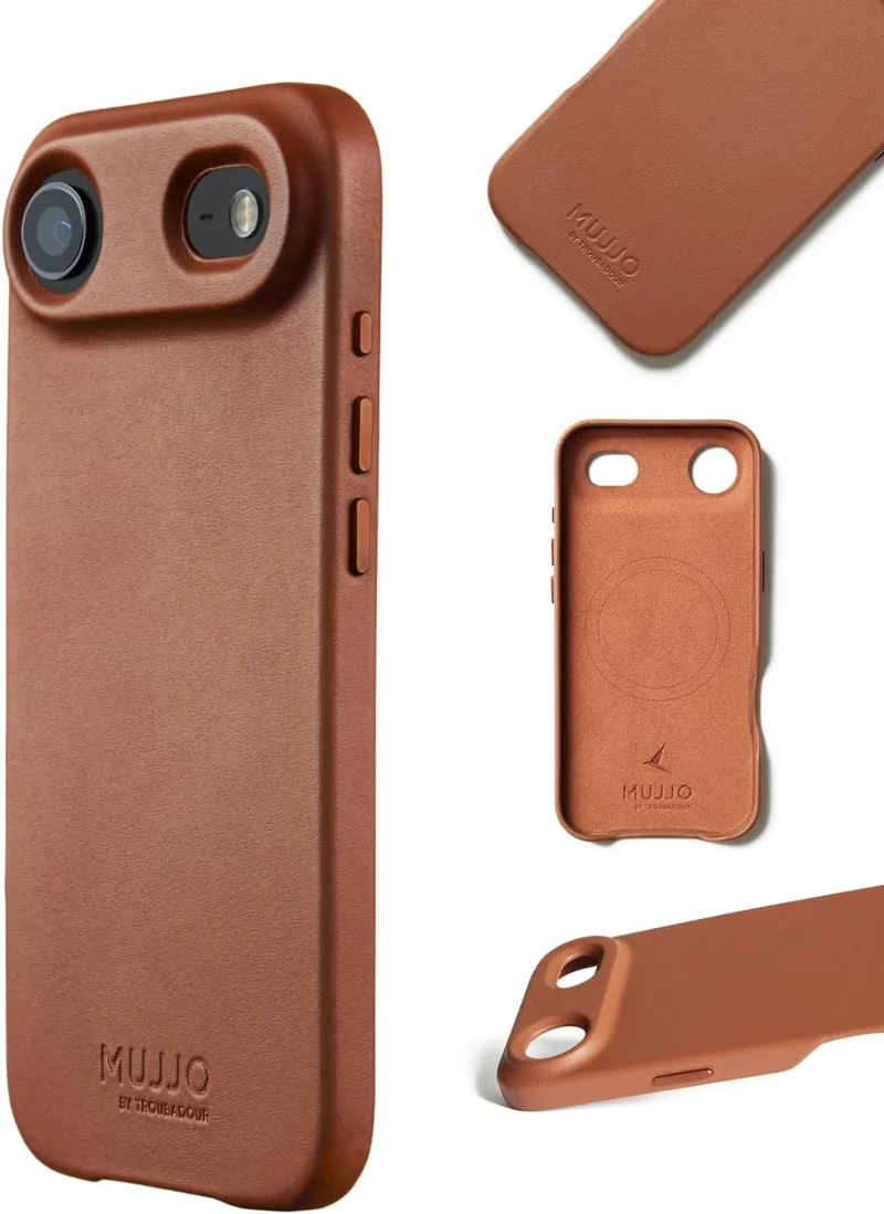 Mujjo iPhone 17 Air Leather Case - Tan With Magsafe. Crafted From Premium Leather, This Luxurious Case Combines Elegance and Durability, Providing a Sleek, Sophisticated Look While Offering Superior Protection.