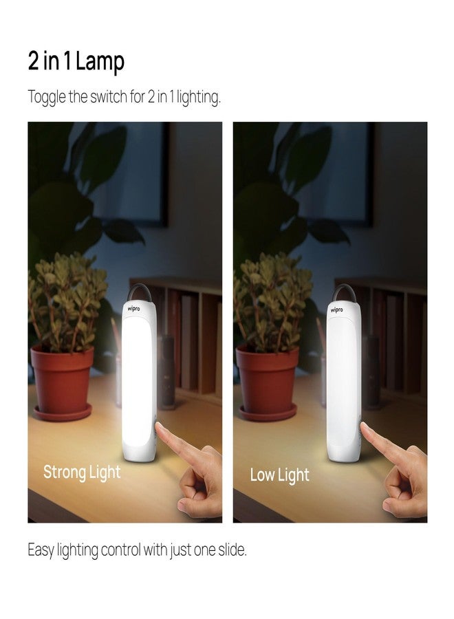 wipro EL2 Rechargable Emergency Lantern with 2-in-1 Lighting Mode|Translucent Diffuser for Uniform Light|Compact Design|Robust & Sturdy Product Material|Pack of 1, White - Image 2