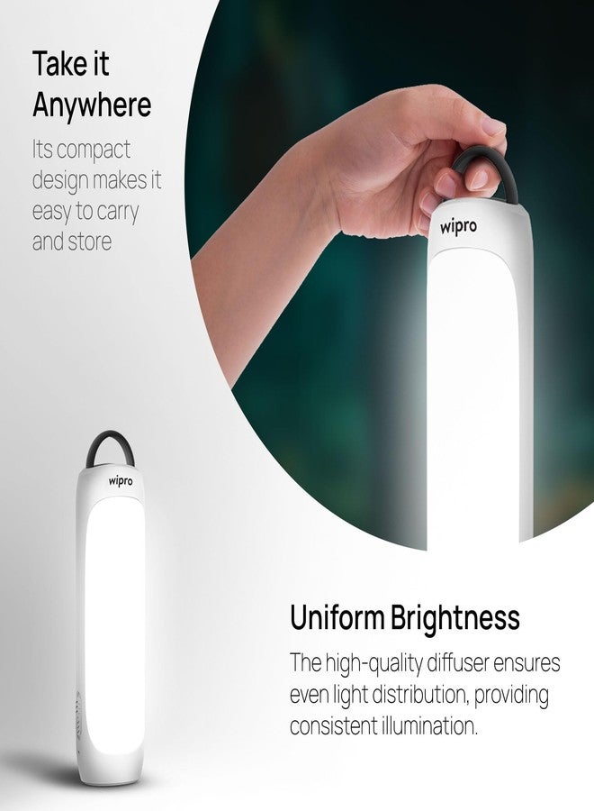 wipro EL2 Rechargable Emergency Lantern with 2-in-1 Lighting Mode|Translucent Diffuser for Uniform Light|Compact Design|Robust & Sturdy Product Material|Pack of 1, White - Image 4
