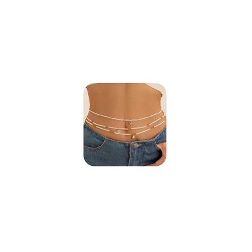 Longita Waist Beads for Women Belly Beads African Waist Bead Tie On Stomach Chain Beaded Waist Beads White Boho Jewelry Summer Beach Jewelry for Hawaiian Vacation - Image 1