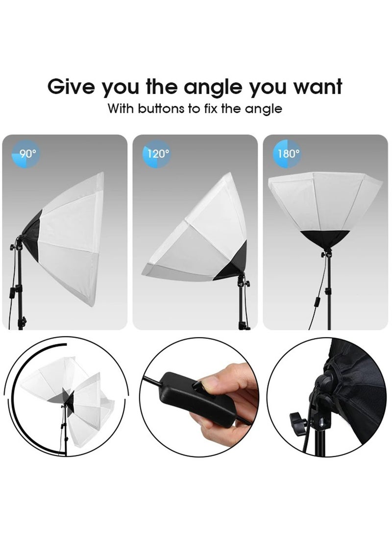 Glanfen - Photography Softbox Lighting Kit with 380W 3 Colors Remote LED Bulbs,Soft Boxes and Carry Bag for Video Recording, Portraits Shooting - Image 1