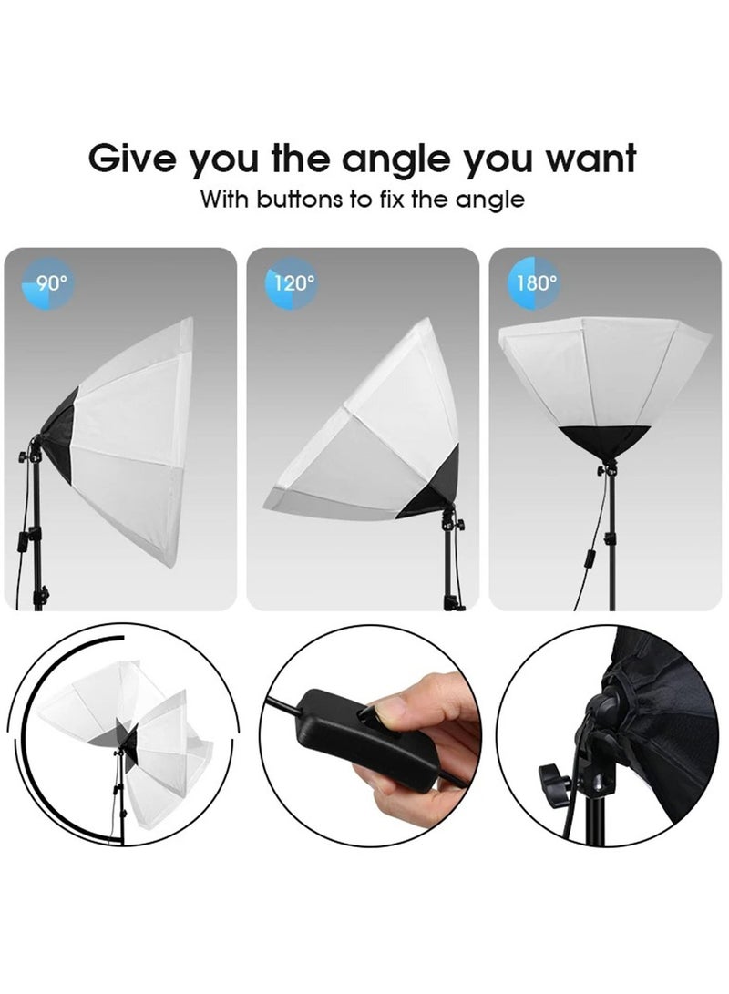 Glanfen Photography Softbox Lighting Kit with 380W 3 Colors Remote LED Bulbs,Soft Boxes and Carry Bag for Video Recording, Portraits Shooting - Image 2
