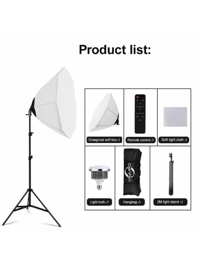 Glanfen Photography Softbox Lighting Kit with 380W 3 Colors Remote LED Bulbs,Soft Boxes and Carry Bag for Video Recording, Portraits Shooting - Image 5