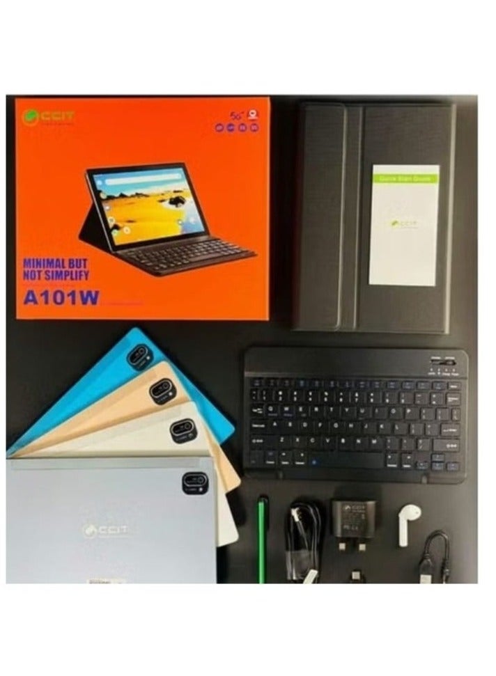 CCIT A101W 5G Tablet, 10.1 Inch, 4GB RAM, 128GB ROM, Dual Sim, with Keyboard and Cover - Image 1