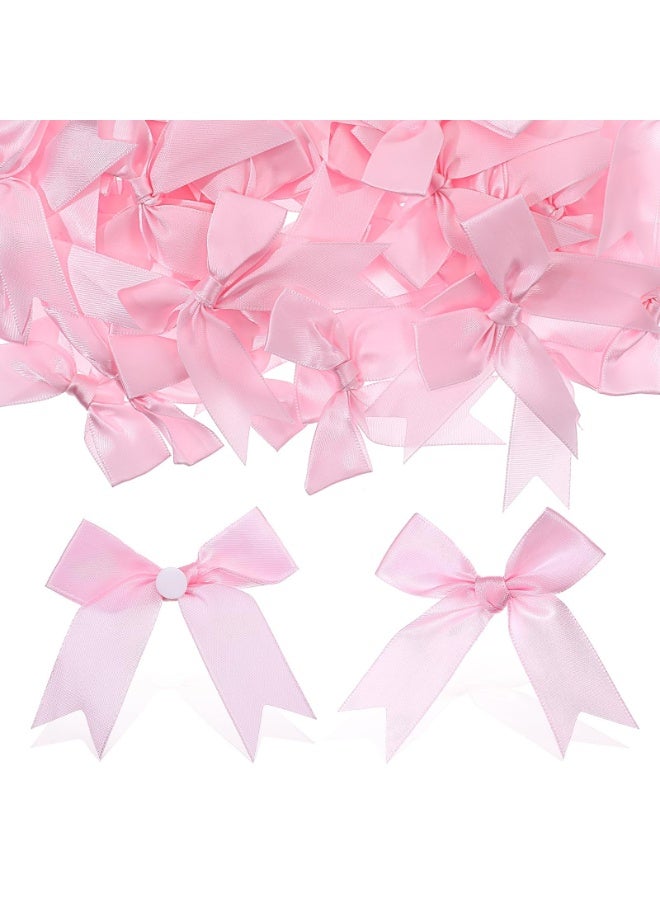 50 Pcs Self-Adhesive Pink Satin Mini Bows, 3.3 x 3.1 Inch Pre-Tied Ribbon Bows with Bonus Adhesive Dots – Elegant Gift Wrapping, Wedding Party Decor, Eid Decorations, Scrapbooking, Card Making & DIY Craft Supplies - Image 2