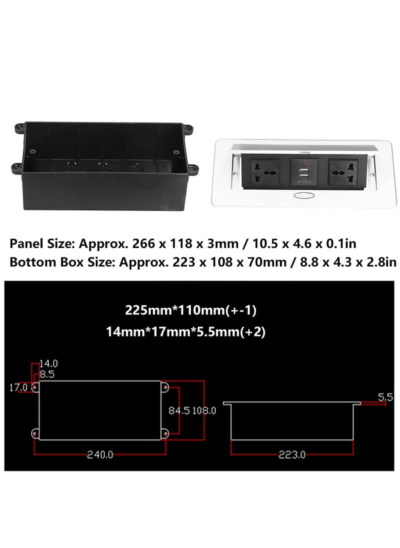 Next Life Desk Strip Hub, Power Outlet LED Receptacle IP40 Protection Grade 250V 16A Dual USB Table Pop Up Socket Connection Box for Office and Home  - Image 3