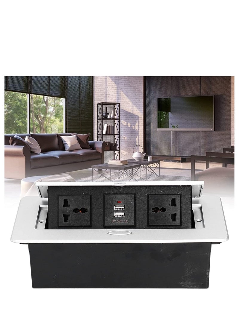 Next Life Desk Strip Hub, Power Outlet LED Receptacle IP40 Protection Grade 250V 16A Dual USB Table Pop Up Socket Connection Box for Office and Home  - Image 4