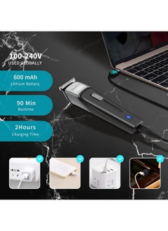 Haokry Aokry Beard Trimmer Cordless Hair Clippers Hair Trimmer For Men Waterproof Body Mustache Nose Ear Facial Cutting Groomer Electric Shaver 6 In 1 Grooming Kit Hair Cutting Body Mustache  - Image 4