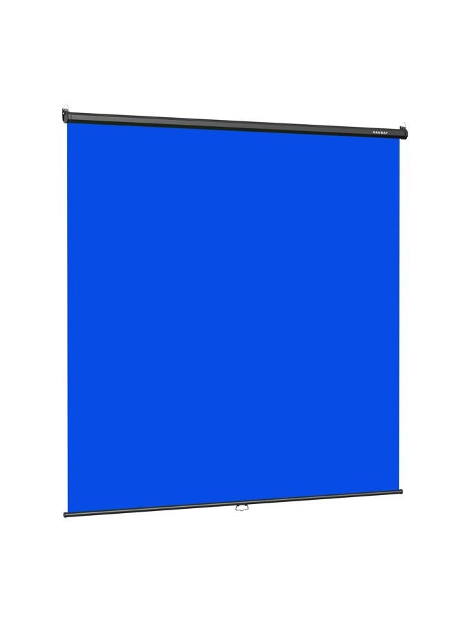 RAUBAY Retractable Pull Down Blue Screen - 78.7" x 86.6" Collapsible Wall-Mount Background for Professional Video Production, Chroma Key Backdrop for YouTube, TikTok, Streaming, Video Conferencing - Image 1