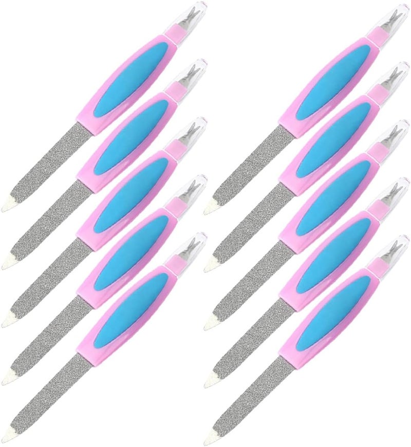 10pcs Double Sided Nail Files and Buffers 14.5cm Stainless Steel Grit Nail Strips for Manicure Pedicure Suitable and Home Use - Image 1