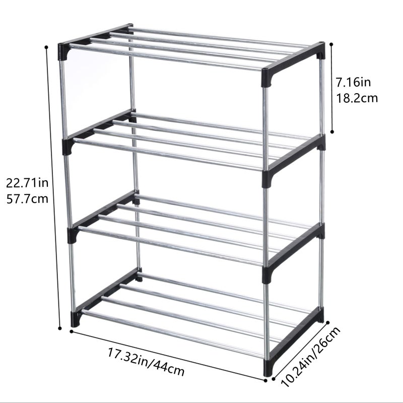 Jucaifu Stackable Small Shoe Rack, Entryway, Hallway and Closet Space Saving Storage and Organization (4-Tier, Black) - Image 4