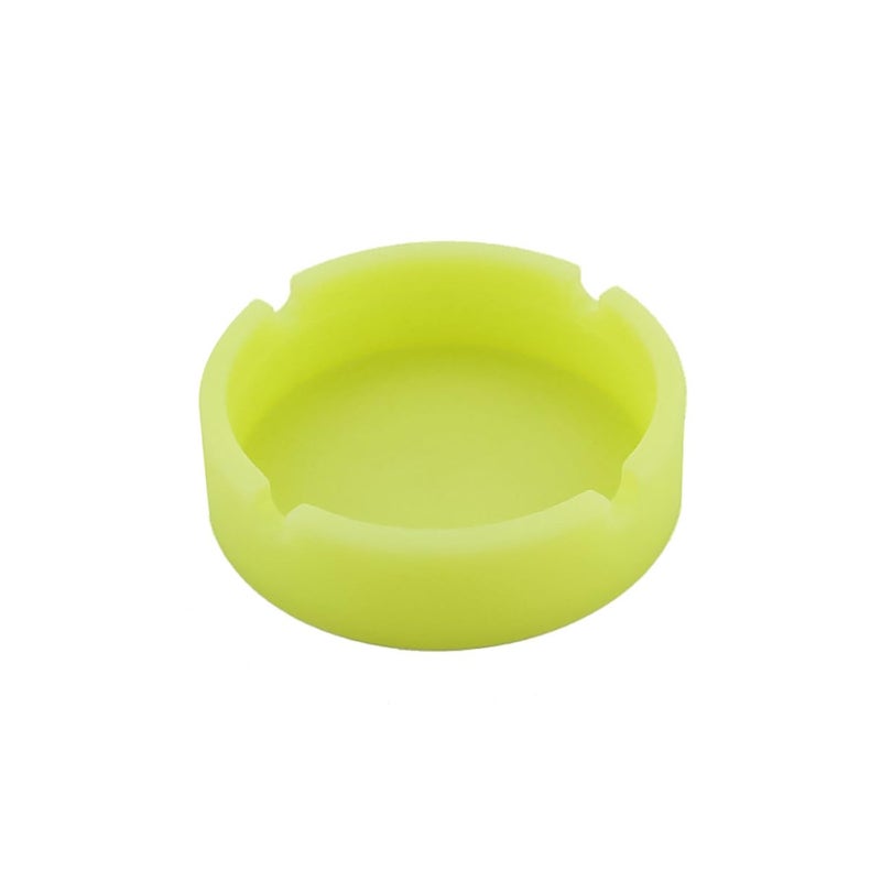 Luminous Yellow Silicone Ashtray Heat Resistant Unbreakable with Cigar Holder Slots - Image 3