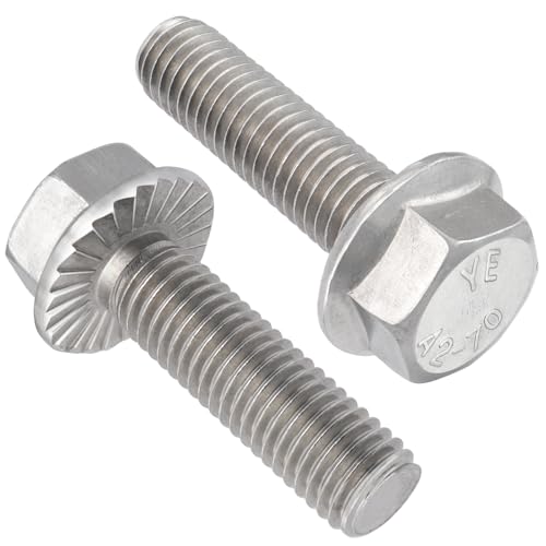 VGBUY M10-1.5 x 30mm Flanged Hex Head Bolts,304 Stainless Steel 18-8,Fully Threaded,Silver External Flange Hex Drive Screws,Pump,Fix Car,DIY Project(14Pcs) - Image 1