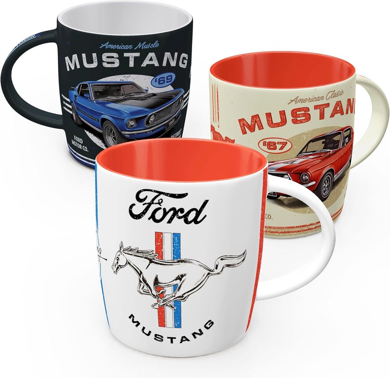 Nostalgic Art Nostalgic-Art Retro Coffee Mug Set of 3 - Ford Mustang Vintage Design - Image 1