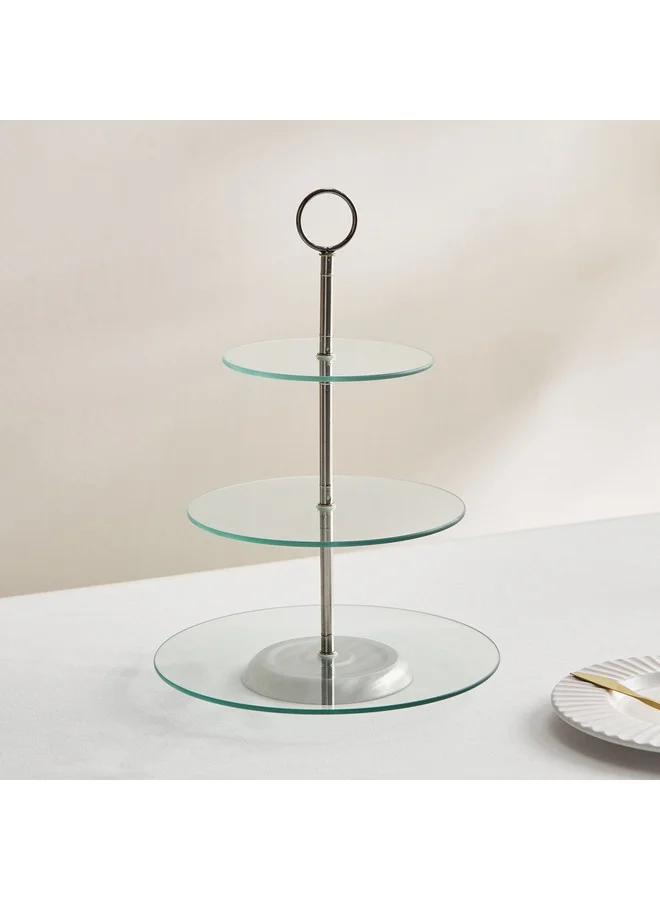 Home Box Coral 3-Tier Glass Cake stand 25 x 35 x 25 cm