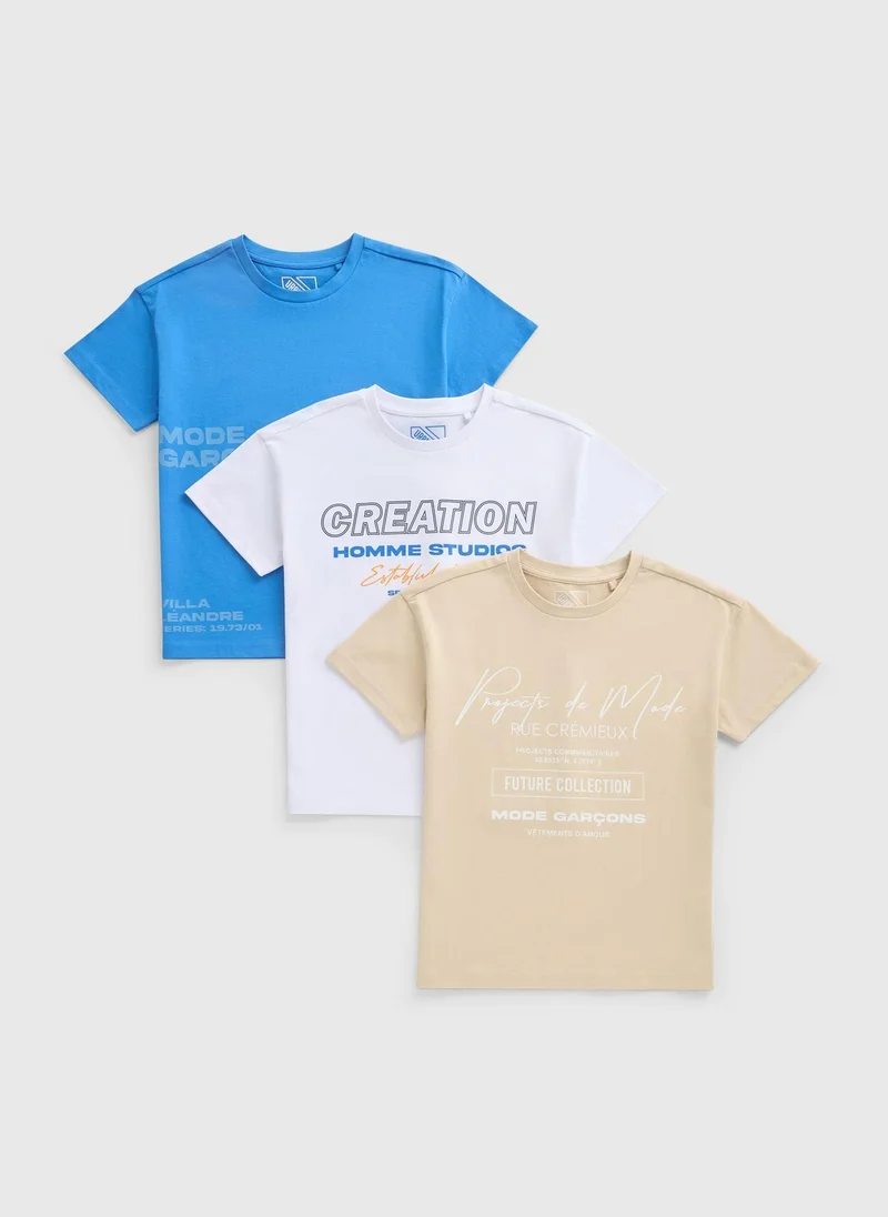 Matalan Boys 3 Pack Multicolour T-Shirts