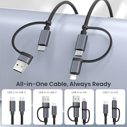 Basesailor for iPhone 17 16 Pro Max Car Charger Cord Coiled 3.3FT,4 in 1 USB C Coil 60W Multi Type C Fast Charging Cable with USB and Lightning Adapter for CarPlay,Apple 15 14 13 12,S26 S25,iPad Air 5 - Image 4